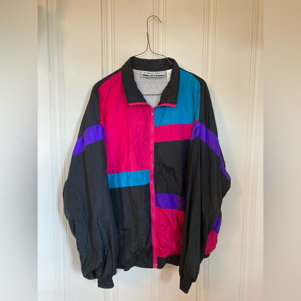 Longstreet Missy Vintage Jacket Windbreaker Bright Colors Retro 80s 90s Size XL